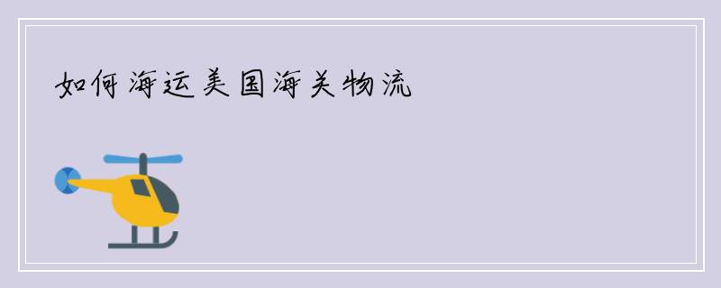 如何海运美国海关物流