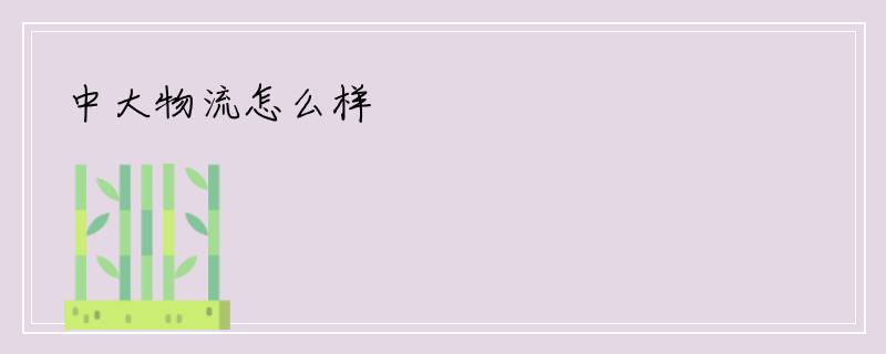 中大物流怎么样