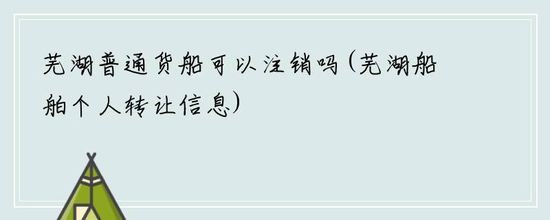 芜湖普通货船可以注销吗(芜湖船舶个人转让信息)