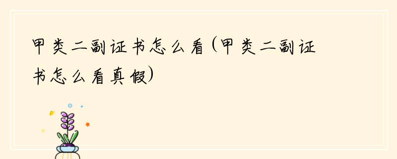 甲类二副证书怎么看(甲类二副证书怎么看真假)