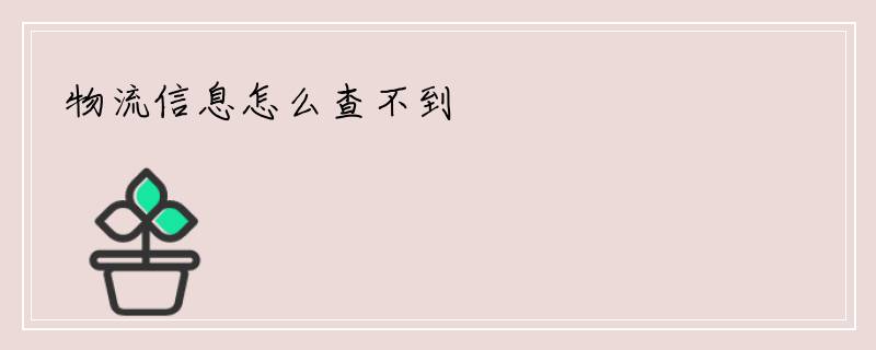 物流信息怎么查不到