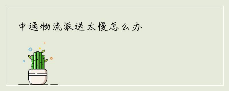 中通物流派送太慢怎么办