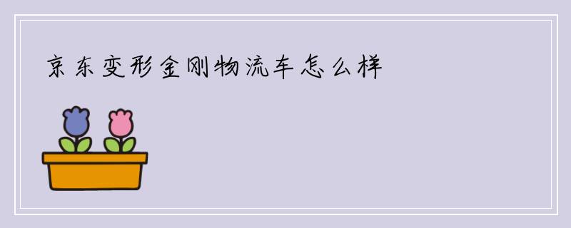 京东变形金刚物流车怎么样
