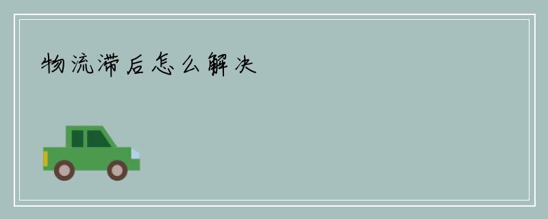 物流滞后怎么解决