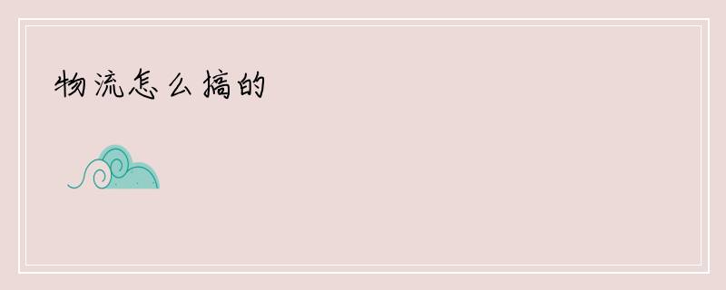 物流怎么搞的