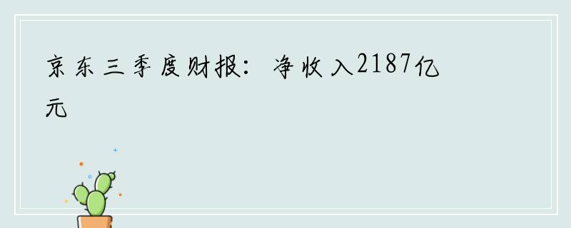 京东三季度财报：净收入2187亿元