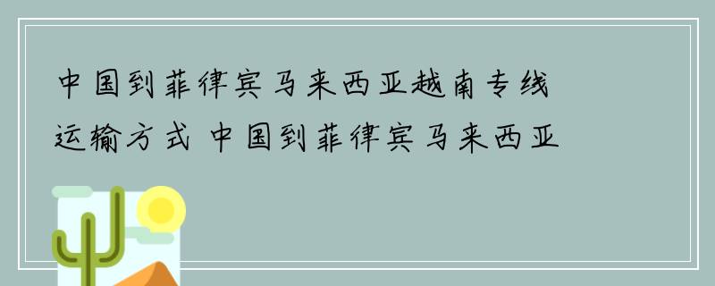 中国到菲律宾马来西亚越南专线运输方式 中国到菲律宾马来西亚越南专线运输路线