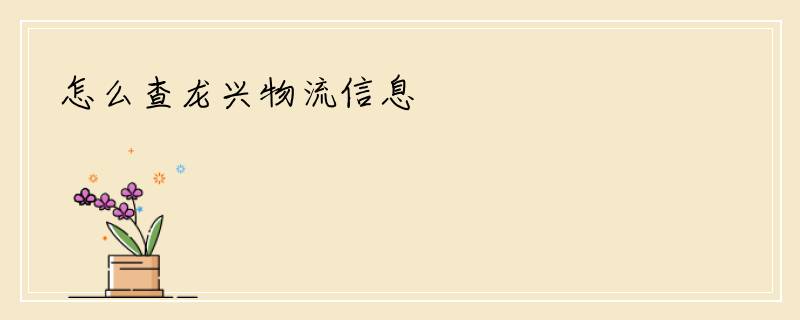 怎么查龙兴物流信息