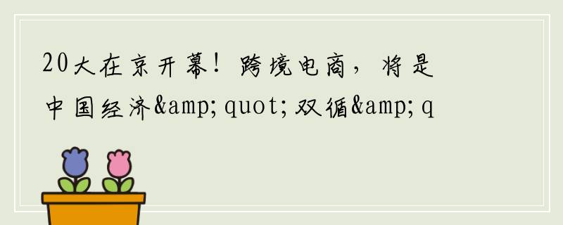 20大在京开幕！跨境电商，将是中国经济&quot;双循&quot;重要引擎...