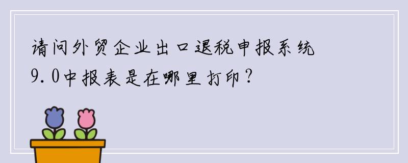 请问外贸企业出口退税申报系统9.0中报表是在哪里打印?