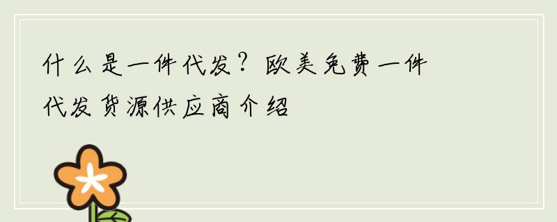 什么是一件代发？欧美免费一件代发货源供应商介绍