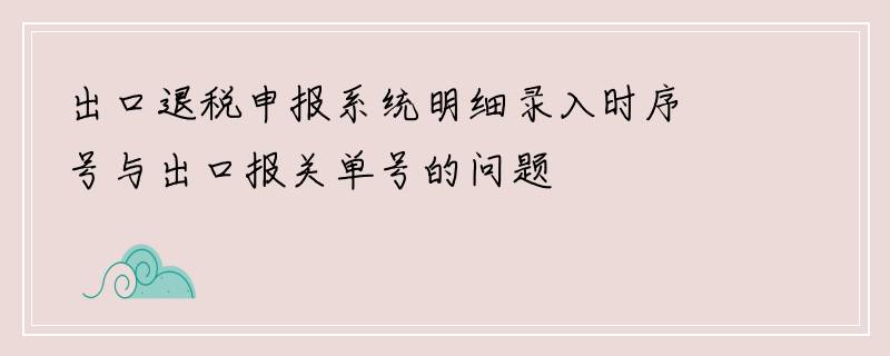 出口退税申报系统明细录入时序号与出口报关单号的问题