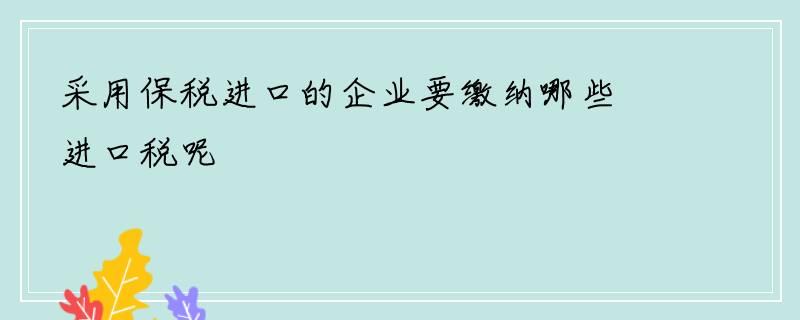 采用保税进口的企业要缴纳哪些进口税呢